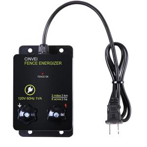 Electric Fence Energizer for Preventing Wild Animals Intruding, CINVEI 2-Mile Electric Fence Energizer for Preventing Wild Animals Intruding 8 Acres Output Voltage 5000V, 0.1 Joule