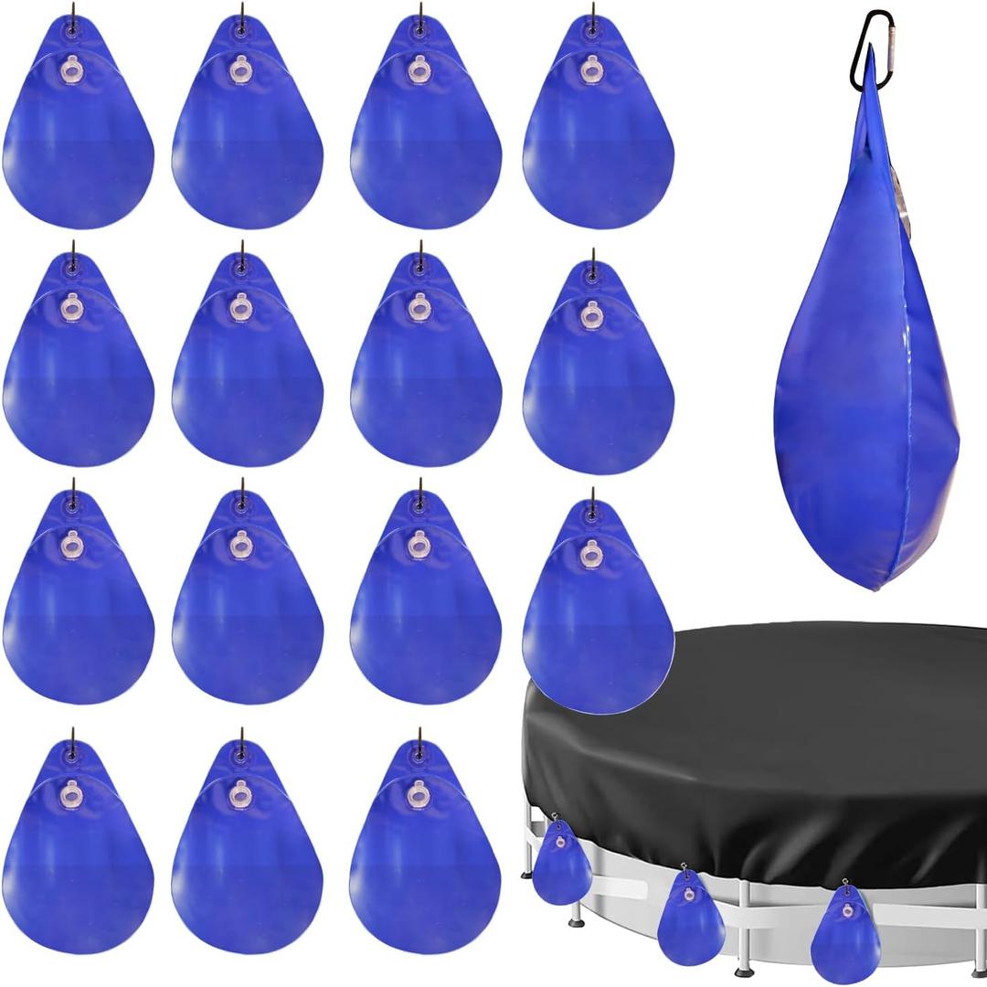 Pool Cover Weights - Tarp Weights for Pools with Hooks, Thick PVC Leakproof Winter Pool Bag for Above Ground Pool Covers, 13.5" (Navy Blue, 16 Pack)