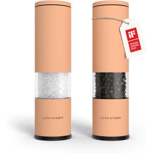 LARS NYSM Salt and Pepper Grinder Set Manual, Stainless Steel Salt and Pepper Mills with Adjustable Ceramic Grinder I Design Spice Shakers (Creamy Peach)