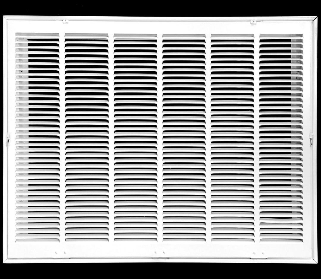 HVAC Premium 30" X 18" Steel Return Air Filter Grille for 1" Filter - Fixed Hinged - HVAC DUCT COVER - Flat Stamped Face - White [Outer Dimensions: 32 5/8"w X 20 5/8"h]
