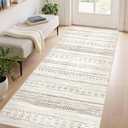 kakania 3x8 Washable Runner Rug: Non Slip Soft Thin Carpet, Boho Geometric Modern Decor, Easy Clean Indoor Floor Rugs for Hallway Kitchen Bedroom Kids Dorm - Brown