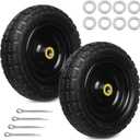 10 Inch Solid Rubber Tires, 4.10/3.50-4 Tire and Flat Free with 5/8" Bearings, 2.17" Offset Hub for GOR Garden Carts, Garden Wagon Carts, Trolleys, Hand Trucks and Utility Cart(2 Pack)