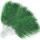 Jexine 100 Pcs Easter Palm Leaves for Palm Sunday Artificial Fake Branches Tree Stems Large Faux Greenery Plants Fronds for Church Holy Week Hawaiian Jungle Wedding Party Decoration (18.9 x 7)