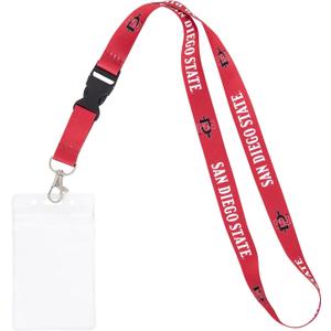 Desert Cactus San Diego State University SDSU Aztecs Car Keys College ID Badge Holder Lanyard Keychain Detachable Breakaway Snap Buckle (w/Pouch Red)