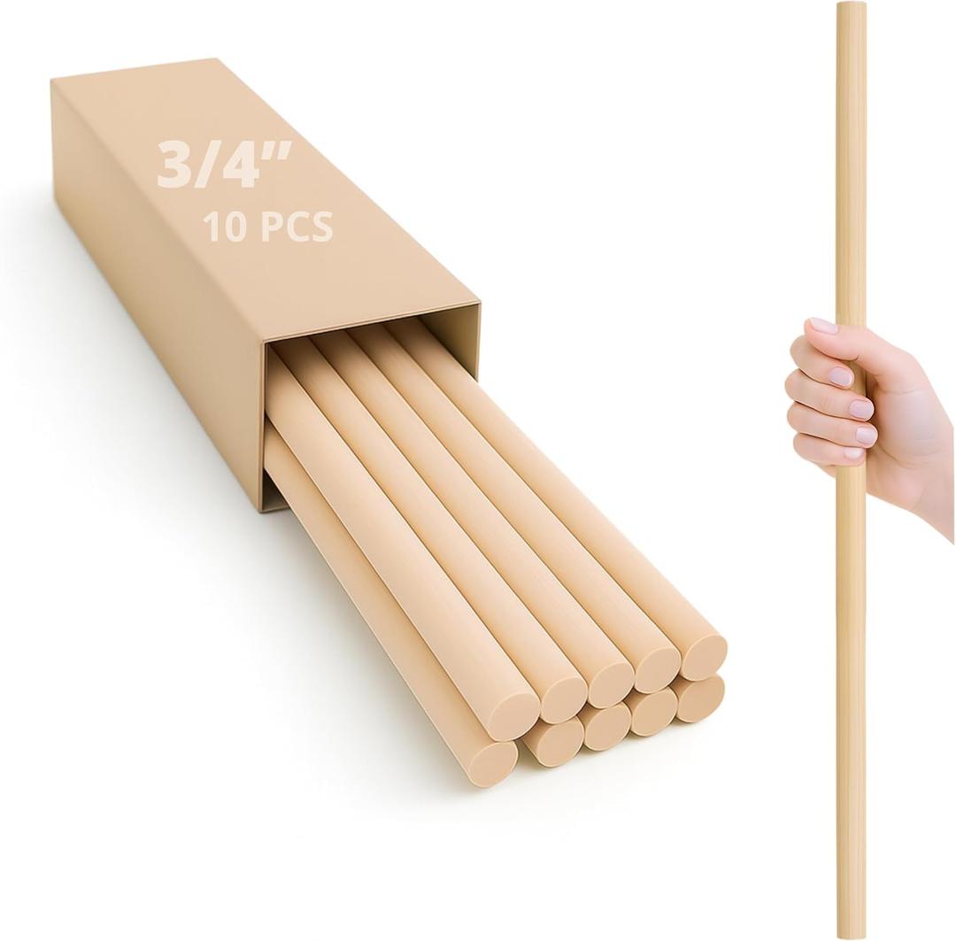 10PCS 3/4 x 36 Inch Birch Dowel Rods – Natural Wooden Sticks for Crafts Unfinished Craft Wood Smooth Round Wood Rods for DIY Projects Home Decor Educational Use
