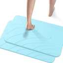 2 Pack Diatomaceous Earth Shower Mat, Stone Bath Mat, Nonslip Super Absorbent Fast-Drying Hard Bath Mat for Bathroom Shower Floor, 23.62 x 15.35 inch, Blue-Green