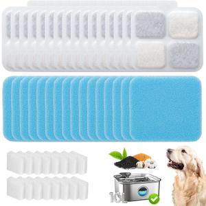 16+16 Pack Replacement Filters Compatible with Oneisall 10L/2.64Gal Stainless Steel Dog Water Fountain, Includes 16 Filters & 16