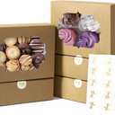 12 Pcs Bakery Boxes 8-In with Windows, Cookie Boxes Brown for Chocolate Covered Strawberries, Treats, Donuts, Cupcakes, and Candy Gift Giving 8x6x2.5 Inch