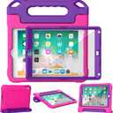 YIHE Kids Case for iPad 9.7 Inch with Screen Protector, Shockproof Handle Convertible Stand Case for iPad 9.7 6th/5th Generation 2018/2017, iPad Air 2/1& iPad Pro 9.7,Pink&Purple