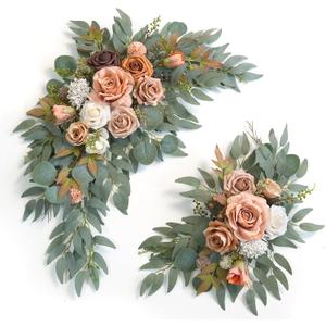 Faux Flower Swag Set of 2 for Wedding Welcome Signs Floral Swag Wedding Reception Ceremony Signs Decor (Terracotta)