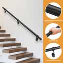 Stair Railing Indoor Metal Hand Rails for Indoor Stairs 1.5" Pipe Stair Handrail Aluminum Wall Mounted Indoor/Outdoor Handrail for Steps Black Industrial Handrail for Stairs (3 Feet)