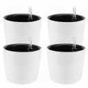 HEIHAK 4Pack 6 Inch Self Watering Planter for Indoor Plants, White Decorative Round Plastic Self Watering Pots with Level Indicators for Soil Planting, Flowers, Herb, African Violet, Succulent
