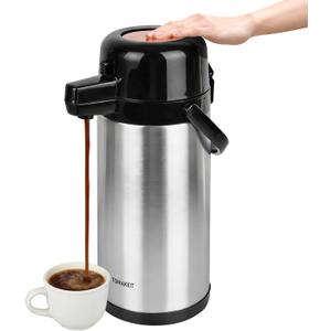 TOMAKEIT Airpot Coffee Carafe for Keeping Hot,102oz/3L Coffee Dispenser Thermal with Pump,Insulated Stainless Steel Hot Beverage Dispenser for Parties,Thermal Carafe for Hot Drinks Water Tea Chocolate