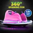 Flybar FunPark 6V Bumper Car for Toddlers, Electric Toddler Ride On Toys for Kids, Baby, Ages 1.5-4 Years, LED Lights, 360 Degree Spin, Supports up to 66 pounds (No Remote), Large, 6v Pink/Purple