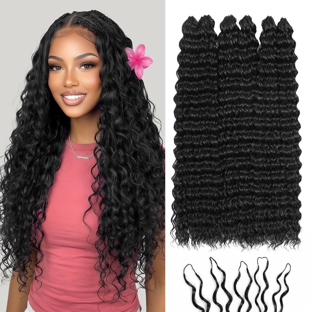 Miracle Feather Crochet Hair for Black Women Deep Wave 18" 150 Strands 1B | Advanced Synthetic Fiber, Pre-separated Hand-Tied Knotless Strands, Beginer & Budget Friendly, Soft Cotton Wire, Glue-Free