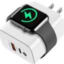 for Apple Watch Charger, Magnetic Wireless Charging Block with PD 23W USB-C Fast Charger, 3-in-1 Dual Port for iWatch Series Ultra/SE/9/8/7/6, iPhone 16/15/Pro Max,iPad Pro/Air, White