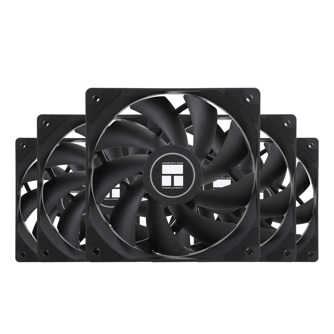 Thermalright TL-C12C X5 CPU Air Fan, 120mm Case Cooler with 1550RPM Speed PC Cooling, in The Unlit Version,5-Fan Packs(120mm,Black)