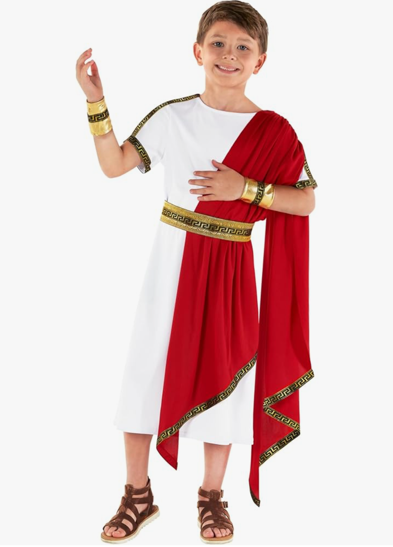 Morph Roman Costume Kids Greek Toga Costume Kids Greek God Boys Emperor Halloween Costumes For Boys, M