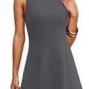 WIHOLL Women's Sleeveless A-Line Mini Dress Spring Summer Boat Neck Cute Little Short Going Out Date Night Petite Club Party Dinner Birthday Elegant Formal Cocktail Dresses Dark Grey XS