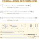 White Tension Curtain Rod 41-166In,Long Outdoor Curtain Rod No Drilling