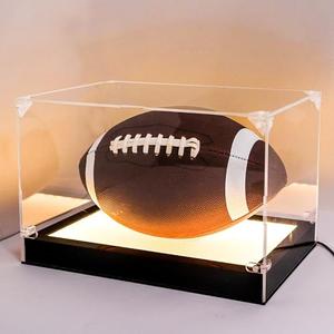 Hodeframe Football Display Case Clear with LED Light, Thickened UV Protection Acrylic Football Holders for Display, Acrylic Display Cases for Football,Memorabilia Display Cases for Signed Football