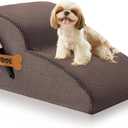 High Density Foam Dog Stairs Ramp for Beds Couches, Romrol Pet Steps with Durable Non-Slip Waterproof Fabric Cover, Dog Slope Stairs Friendly to Small Dogs and Cats or Pets Joints, 2-Tiers