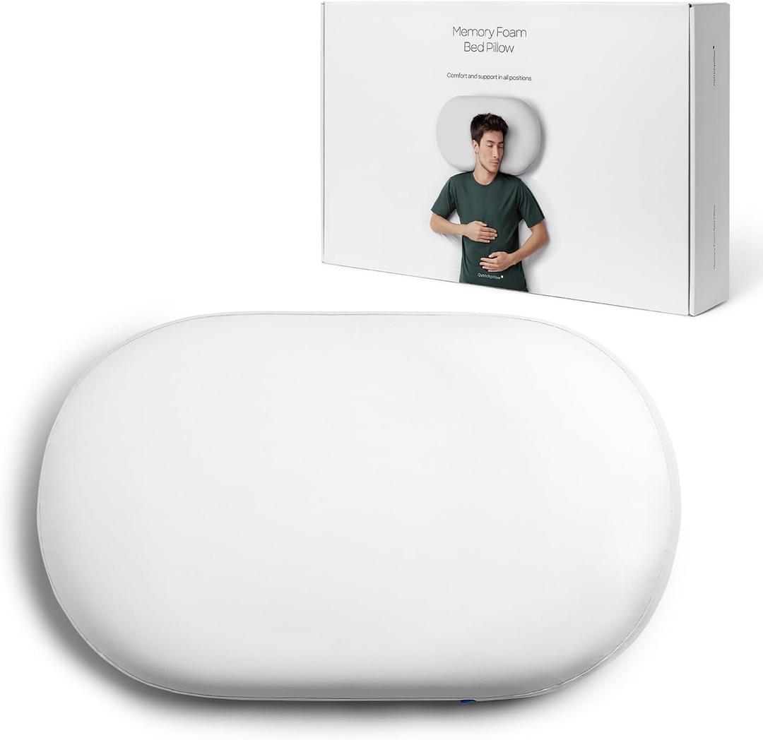 New Ostrichpillow Bed Pillow - Flat Pillow - Memory Foam Pillow, Premium Cooling Bed Pillow for Side, Back and Stomach Sleepers, Modal Cover Included - Ergonomic Size