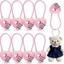 8 Pcs Pink Combination Lock 3 Digit Love Heart Shaped Padlock Code Pink Lock with Steel Wire Rope for Doll Gym Locker Sports Locks Luggage Fence Backpack Gift for Her