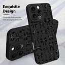 MZELQ for iPhone 16 Pro Max Case, Silicone Bow Paint Cute Pattern, Camera Protection Soft Slim Phone Case for Girls Women -Black