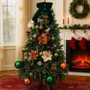 Soulchen 24 Pcs Neutral Velvet Christmas Ornaments Decor Kit 2.36 Inch 12 Christmas Tree Ornaments Balls 12 Vintage Green and Brown Velvet Bows for Xmas Tree Home Decor