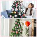 Blosssound 24 Pcs Pink Gnome Ornaments for Christmas Tree Wooden Xmas Hanging Ornaments Wood Santa Decoration for Tree Winter Holiday Craft Gnome Elf Party Supplies Decor