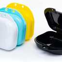 BOOMIBOO Retainer Case with Vent Holes, 4 Pcs Denture Cases, Durable & Similar Mouth Guard Case for Black, White, Yellow and Blue - Tight Snap Lock, Easy to Use