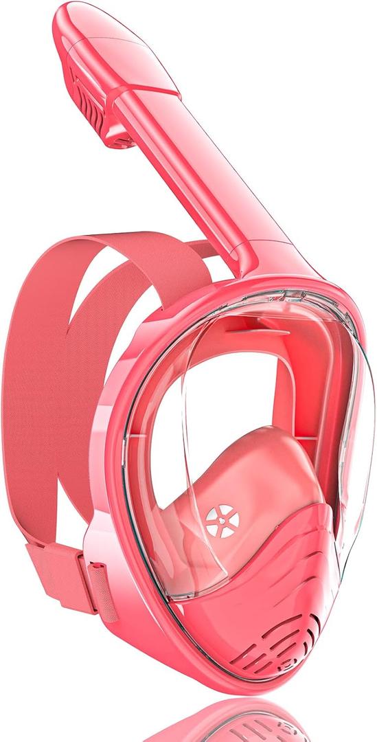 QingSong Kids Snorkel Mask Full Face, Snorkeling Set with Camera Mount, Foldable 180 Degree Panoramic View Snorkeling Gear Anti-Fog Anti-Leak (X-Small, 1Pink)
