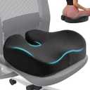 Seat Cushion for Office Chair for Wide Hip & Thigh with Firm Support, Thickened Memory Foam Sciatica Pain Relief Pillow for Proper Posture, Ergonomic Tailbone Pain Relief Cushion for Car Seat, Home (Black)