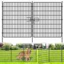 15 Panels No Dig Fence with Gate, 32 in(H) X 36 ft(L) Garden Decorative Fence Animal Barrier for Dogs, Rustproof Metal Garden Edging Border for Outdoor, Yard, Patio, Black
