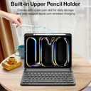 Keyboard Case for iPad Pro 11-inch (M4) 2024, Smart Folio Cover with Pencil Holder, Rechargeable, Magnetic Wireless Keyboard for iPad Pro 11, Only Compatible with Model A2836/A2837/A3006,Dark black