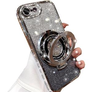 Changjia Magnetic Kickstand Glitter Case for iPhone 17e/iPhone 16e,[Compatible with Magsafe] Cute Bling Sparkly Diamond Rhinestone with Camera Lens Protector Women Girls Case for iPhone 17e/16e,Silver