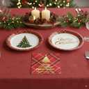72 Pcs Christmas Plates Disposable Party Set Red Black Plaid Christmas Tree Holiday Paper Plates and Napkins for Chirstmas Party Table Decorations
