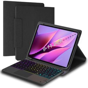 baaaq Universal Tablet Keyboard with touchpad case for 9",9.7",10.1",10.2",10.5",10.9",11" Tablets, Rainbow Wireless Backlight Keyboard fit 9-11 inch Android/iOS/Windows Tablet