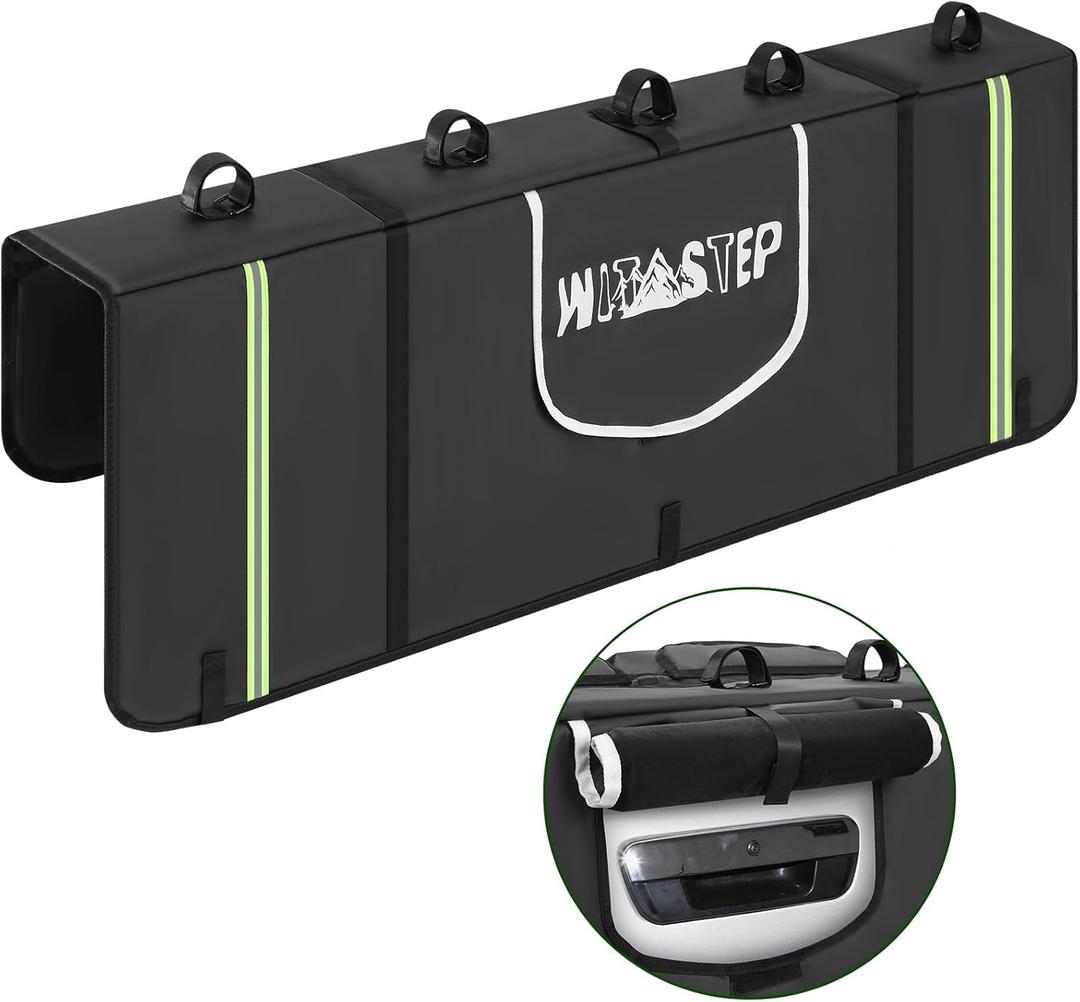 Tailgate Pad for Mountain Bike, Upgrade Truck Tailgate Bike Pad with Reflective Strips & Tool Pockets, Heavy Duty MTB Tailgate Pad Pickup Tailgate Cover for 5 Bikes