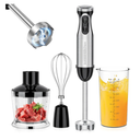 Bonsenkitchen 4-in-1 Immersion Blender Handheld, 20 Speeds Hand Blender with Turbo Mode, Stainless Steel Blade, Egg Whisk, Beaker & Chopper Bowl, Stick Mixer for Soup, Smoothie, Puree, Baby Food