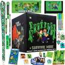 Minecraft Advent Calendar 2025 for Boys Girls with 24 Items, Keychains, Pens, Notebooks, Creeper Christmas Countdown Calendars Gamer Xmas Gifts (Black Cube)