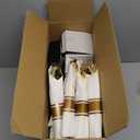 Morejoy 175PCS Black Gold Plastic Plates, Black Plate with Rolled Napkins: 50 Plates, 25 Spoons, 25 Forks, 25 Knives, 25 Cups for Wedding & Party & Birthday & New Year & Halloween