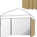 Outdoor Canopy Walls 10x10 Set 3, Sidewalls for 10 x 10 Rain Canopies Shade Khaki