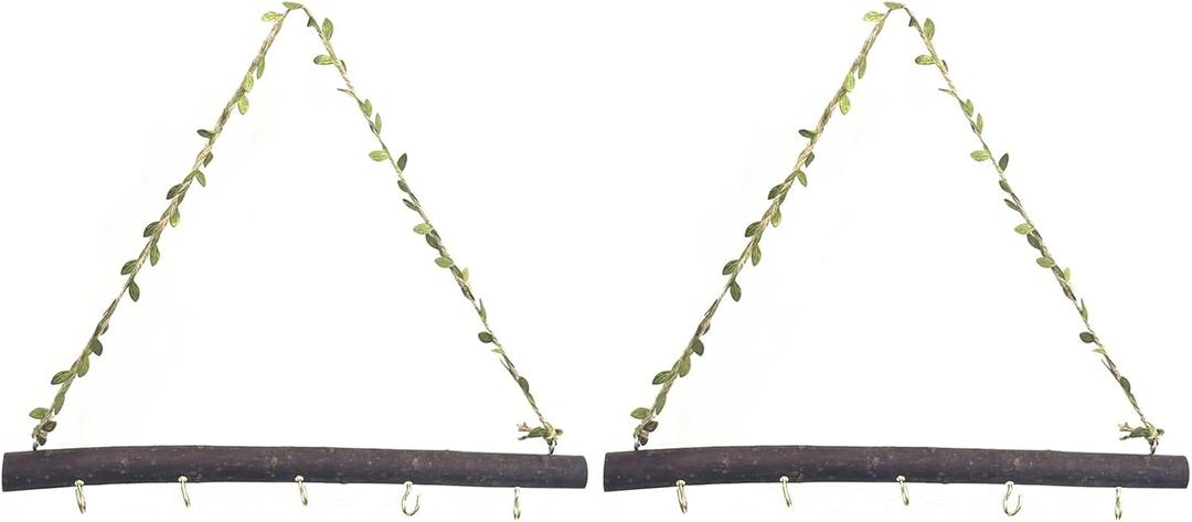 2 Pcs Decorative Leaf Floating Wall Shelves Coat Hooks Driftwood Branch Hook Branch Hanger Rack for Keys Hats Entryway(Leaf,5 Hook)
