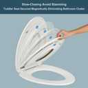 Elongated Slow Close Toilet Seat with Toddler Seat Built In, Potty Training Seat, Easy to Install and Remove, Never Loosen, White