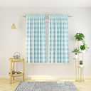 Cotton Curtains Sky Blue and White Buffalo Gingham Check Curtain Panels 63 inches Long Living Room Drapes Plaid Checker Kitchen Bedroom Window Treatment Set 2 Panels Rod Pocket 52"Wx63"L