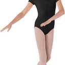 Bloch Dance Girls Dujour Microlux Short sleeve Leotard (12, Black)