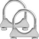 1.25" U-shaped Exhaust Pipe Clamp Mild Steel Muffler Exhaust Clamps with Anti-Rust Coat Pack of 2