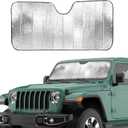 EcoNour Accordion Windshield Sun Shade for Jeep Wrangler | Car Shade Front Windshield Designed for Jeep Wrangler| Dashboard Sun Visor for UV and Heat | XS 53 x 17 inches
